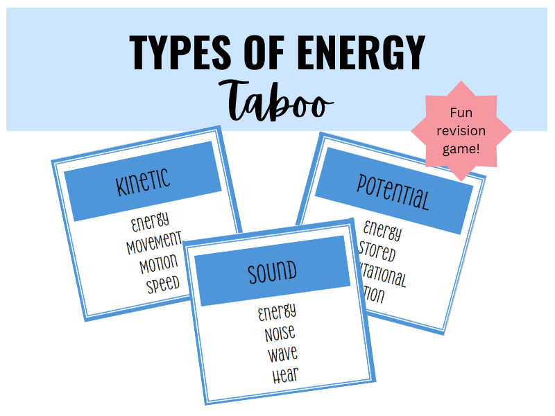 Types of Energy Taboo Revision Game