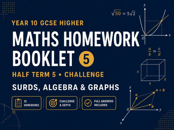 Year 10 Maths Homework Booklet – GCSE Higher Challenge – Half Term 5 with Answers