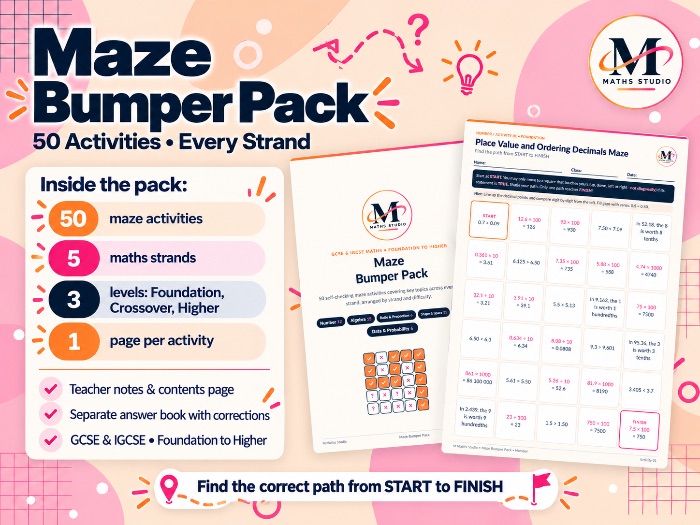 Maze Bumper Pack – 50 GCSE & IGCSE Maths Activities