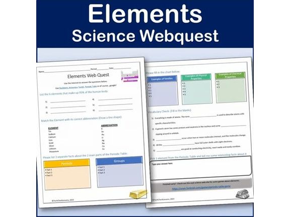 Elements Webquest | Editable Digital Science Activity
