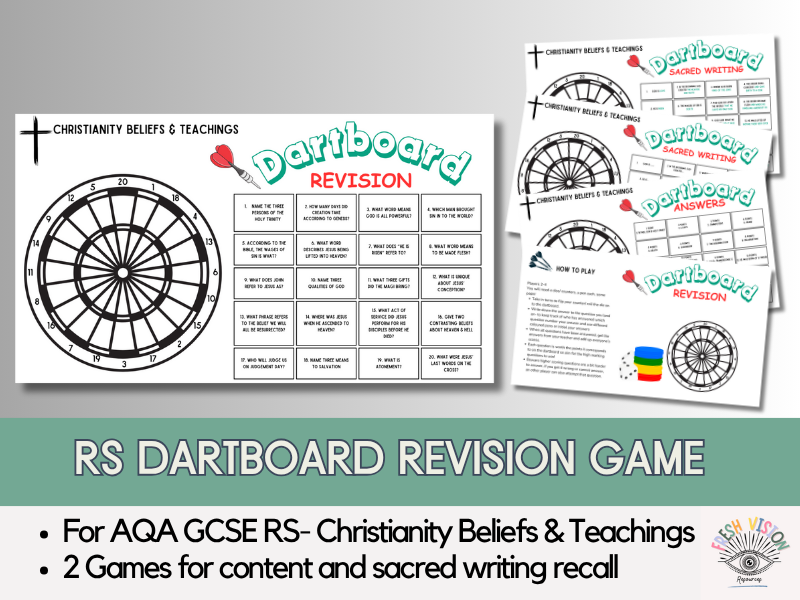 Dartboard Revision Game – GCSE RS Christianity Beliefs and Teachings