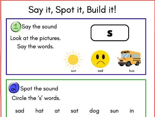 Say it, Spot it, Build it! - Phase 2 - s sound (free)