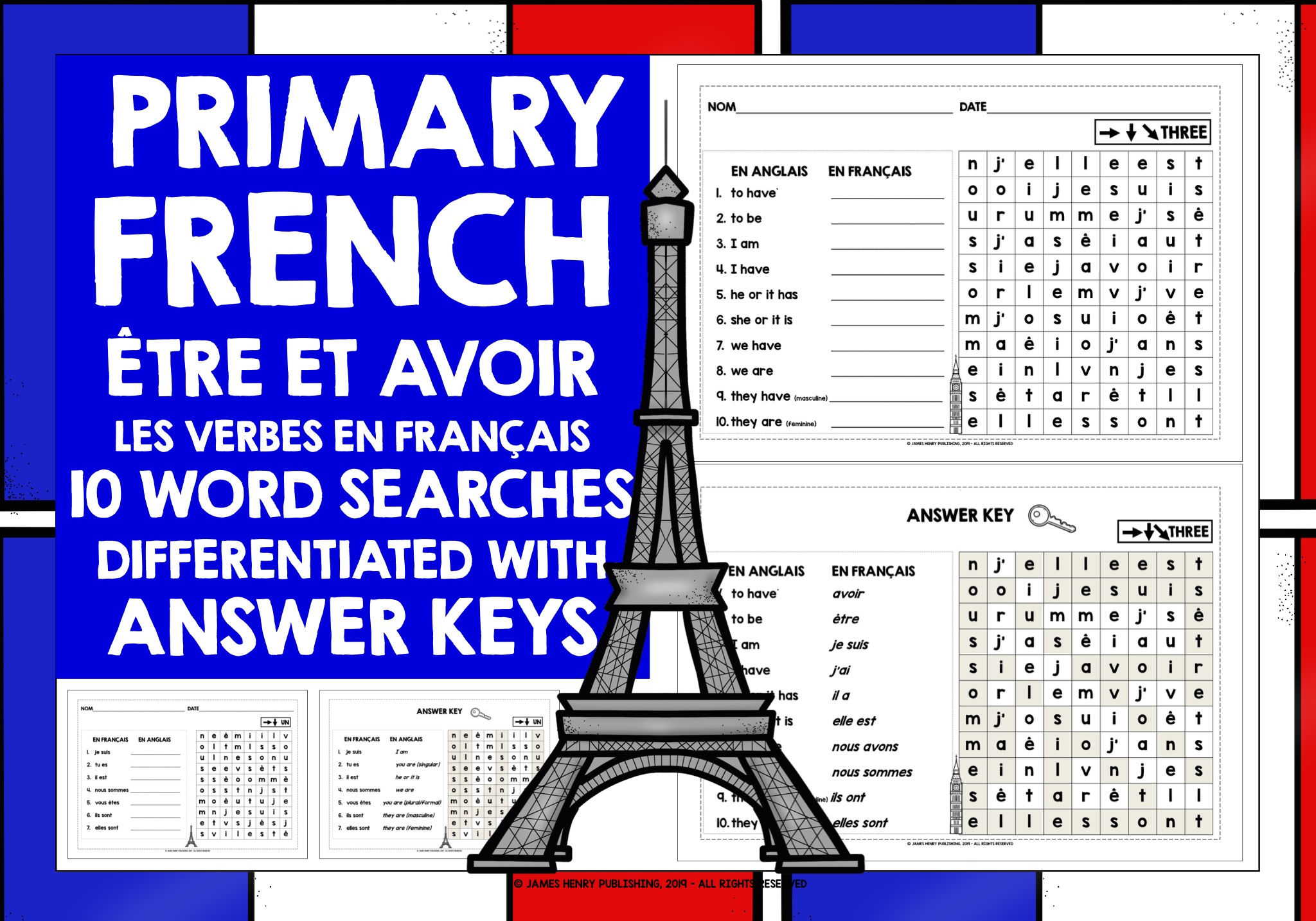 PRIMARY FRENCH ÊTRE & AVOIR WORD SEARCHES | Teaching Resources