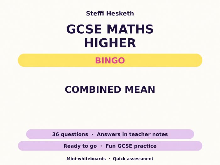 Combined Mean GCSE Maths Higher Bingo