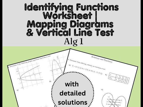 Identifying Functions Worksheet | Mapping Diagrams & Vertical Line Test | Alg 1