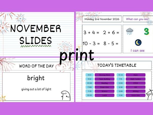 Year 1 Early morning work Powerpoint- November- PRINT
