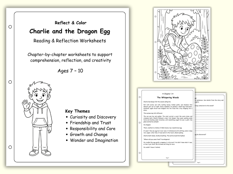 Charlie and the Dragon Egg – Reflect & Color Pack (Ages 7–10)