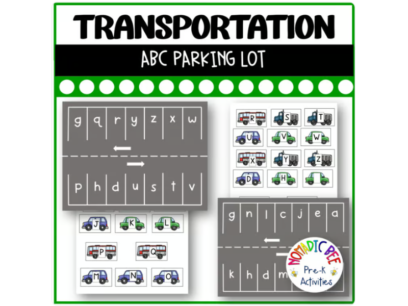 ABC Match Transportation Themed Literacy Center