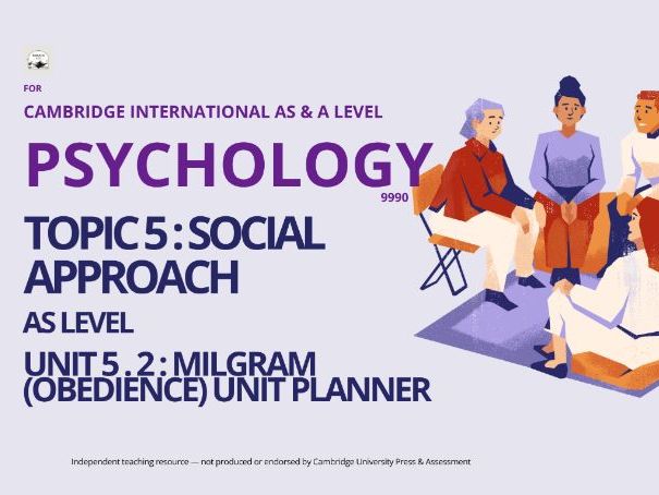 CAIE AS & A Level Psychology 9990 – Topic 5: Social Approach, Unit Planner AS5.2 Milgram (obedience)
