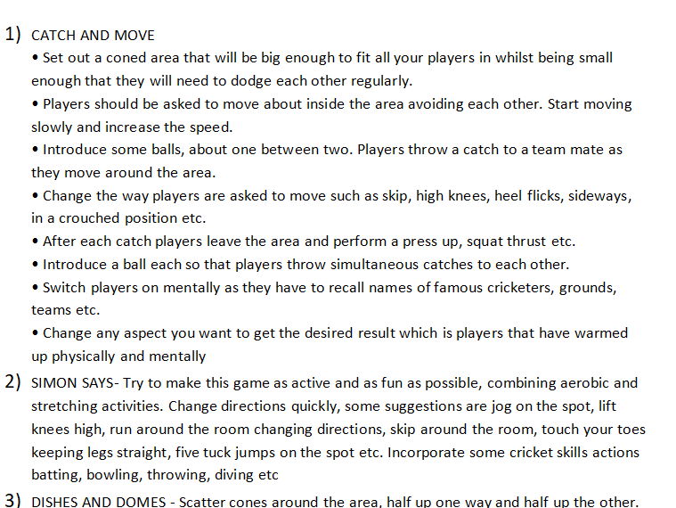 Physical Education Warm Up Ideas