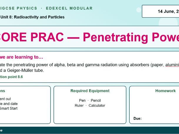 IGCSE Physics: Core Practical – Penetrating Power | Radioactivity | Edexcel Modular | Unit 8 | L3