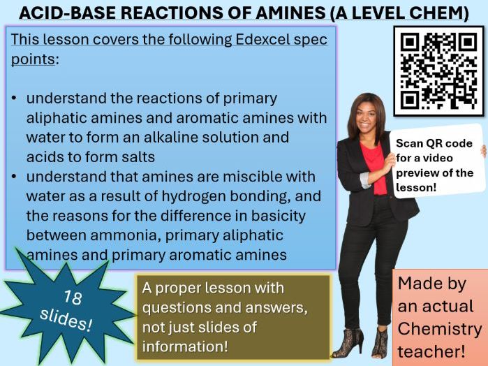 Acid-Base Reactions of Amines | A level Chemistry (click for video preview)