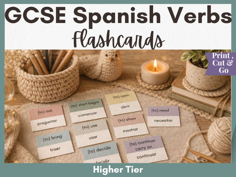 Spanish Verbs Flashcards for GCSE. New GCSE (Higher Tier)