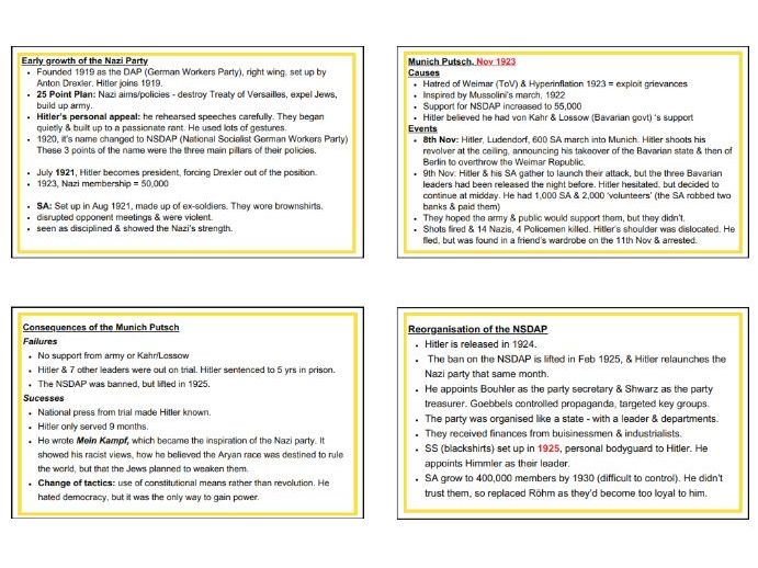 Weimar and Nazi Germany printable flashcards