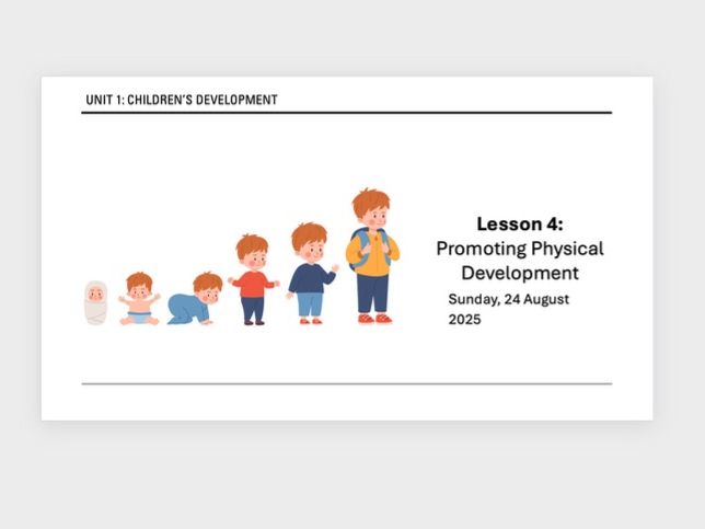 AAQ Early Childhood Development Unit 1 - Promoting Physical Development B3