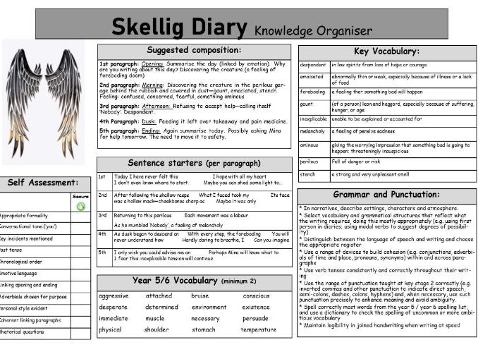Skellig Diary Knowledge Organiser