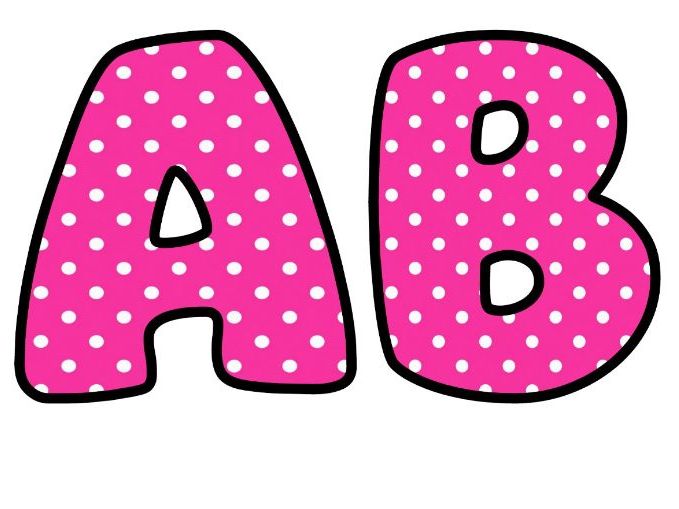 Hot Pink Polkadot Bubble Letters | Polka Dot Bulletin Board Letters | Printable Alphabet A-Z and 0-9