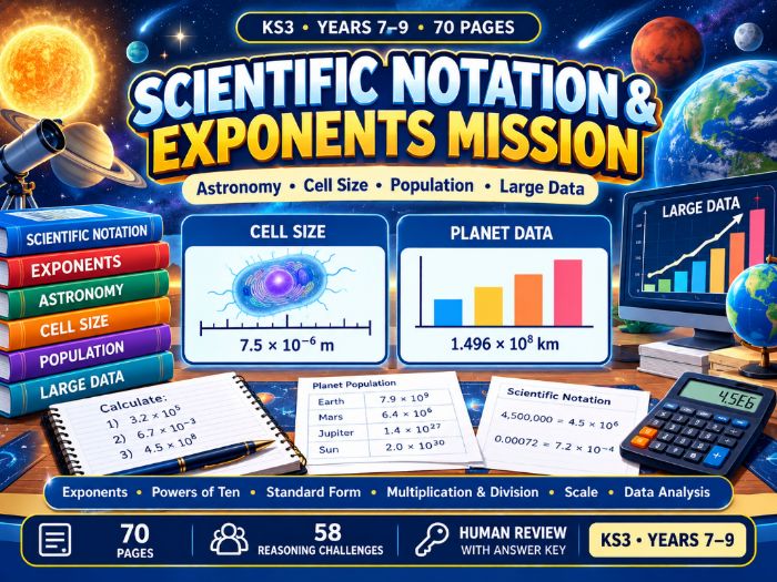 Scientific Notation & Exponents Mission | KS3 Maths | 70 Pages