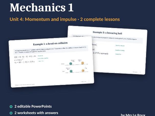 IAL M1 Momentum and Impulse (WME01) – Edexcel IAL Unit 4: 2 Editable Lessons, Worksheets & Test