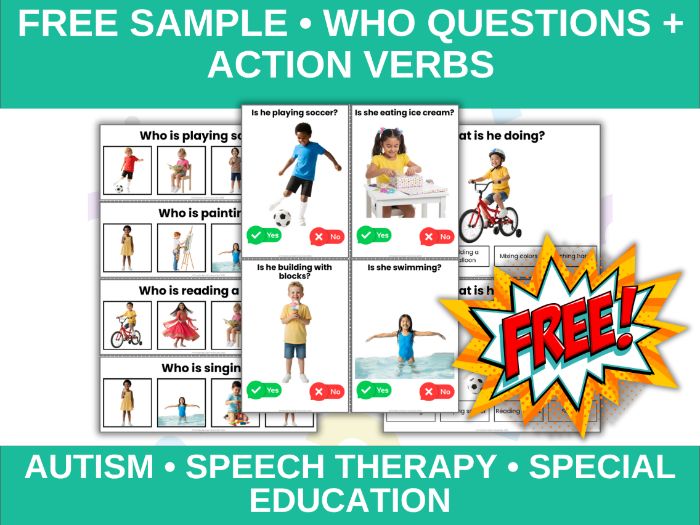 Free Sample Who Questions & Action Verbs