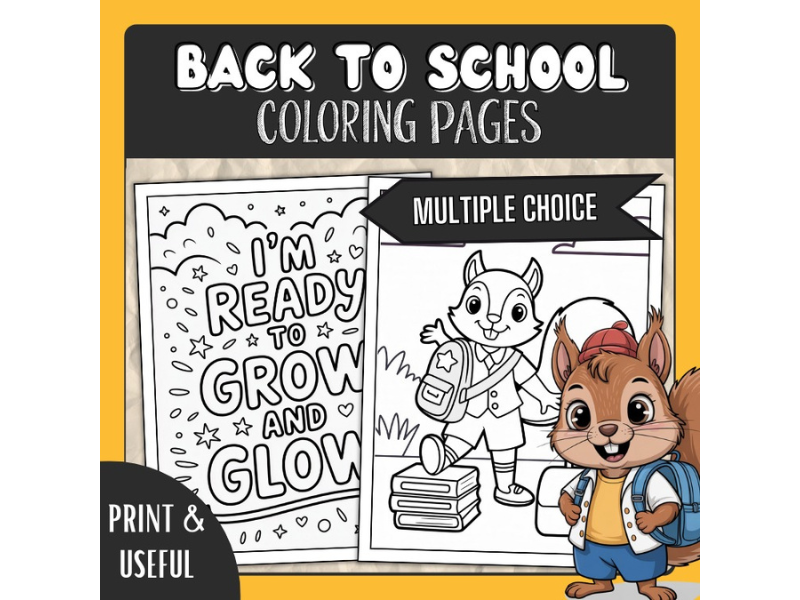Back to School Preschool Coloring Sheets | First Day of kindergarten Activity