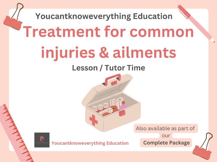 First Aid - Treatment for common injuries & ailments