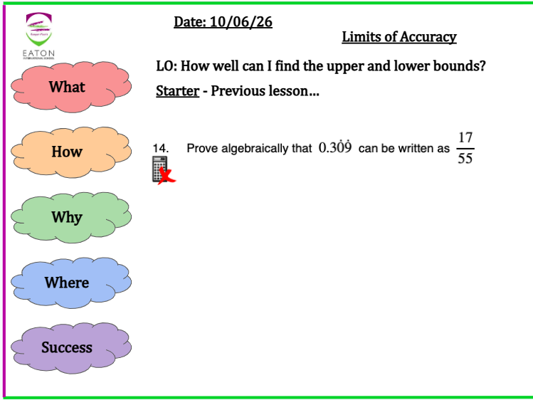 (KS3) Limits of Accuracy - Upper and Lower Bounds
