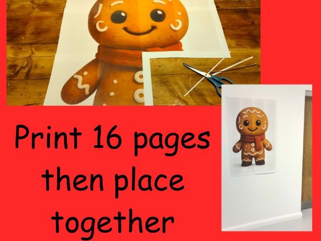 Gingerbread Man Display Board Christmas Poster Printable Backdrop