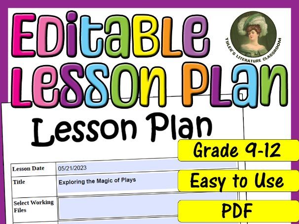 Plays Analysis : Editable Lesson Plan for High School