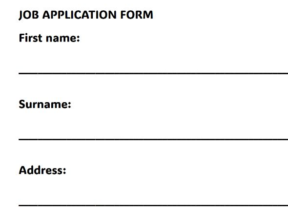 Simple Job Application Form/ CV Foundation