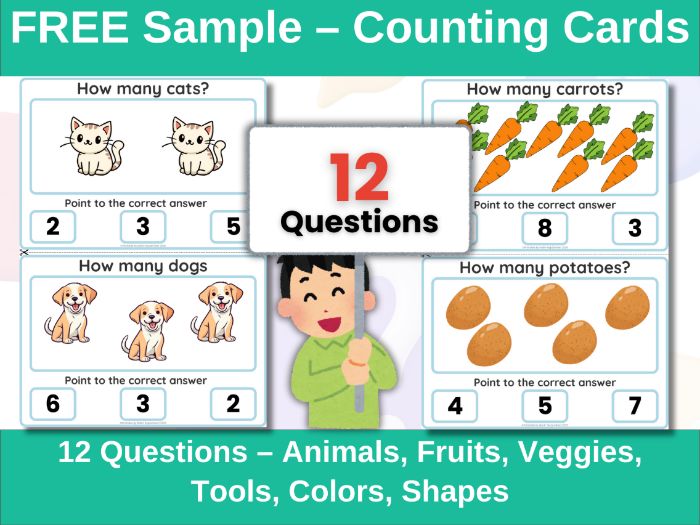 FREE Sample – How Many? Counting Cards | Autism, Preschool, Special Education