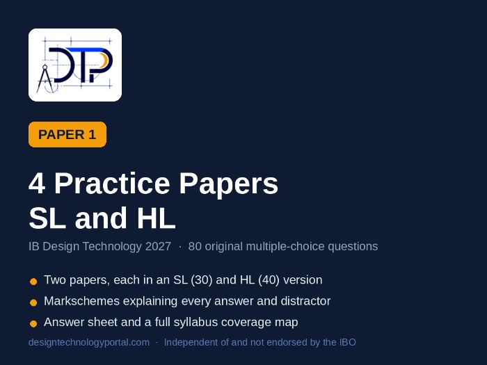 IB Design Technology 2027: 4 Paper 1 Practice Papers