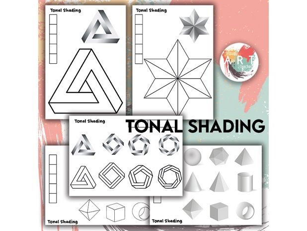 Tonal Shading Practice Worksheets – 2D & 3D Shapes