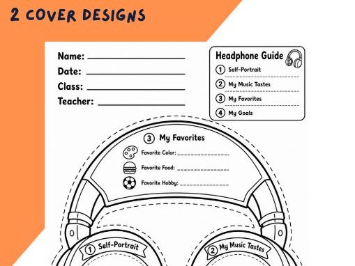 All about me - Headphones bulletin board design and worksheets