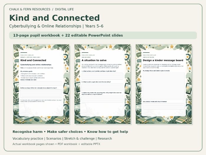Cyberbullying & Online Relationships | Years 5–6 | Workbook & PowerPoint | Kind and Connected