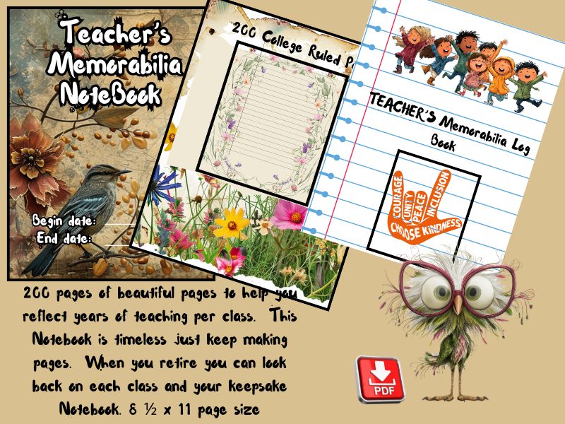 Teacher’s Memorabilia NoteBook-A Beautifully Designed Notebook To Use For Each Class