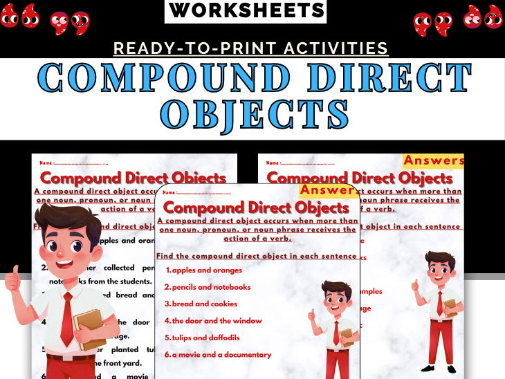 Compound Direct Objects Worksheets | Grammar Practice for Grades 3–6