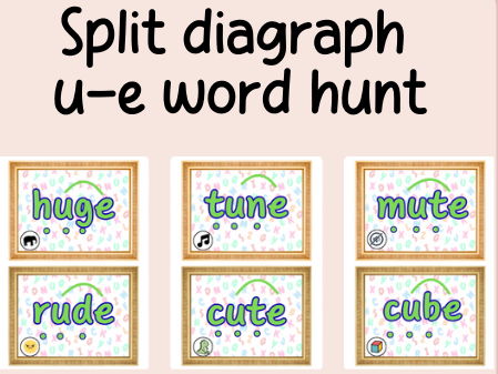 Split diagraph u-e Phonics hunt- continuous provision