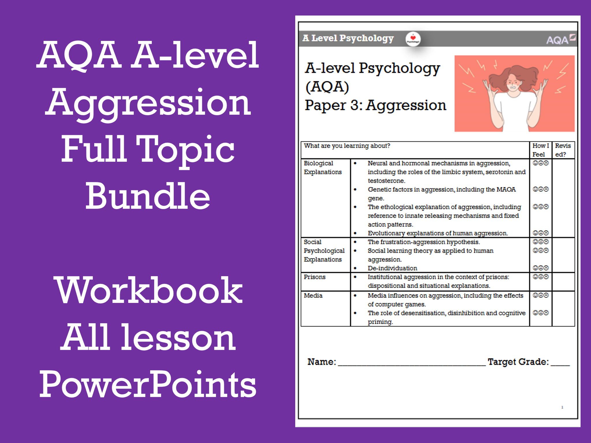 AQA A-level Aggression Full Topic Bundle