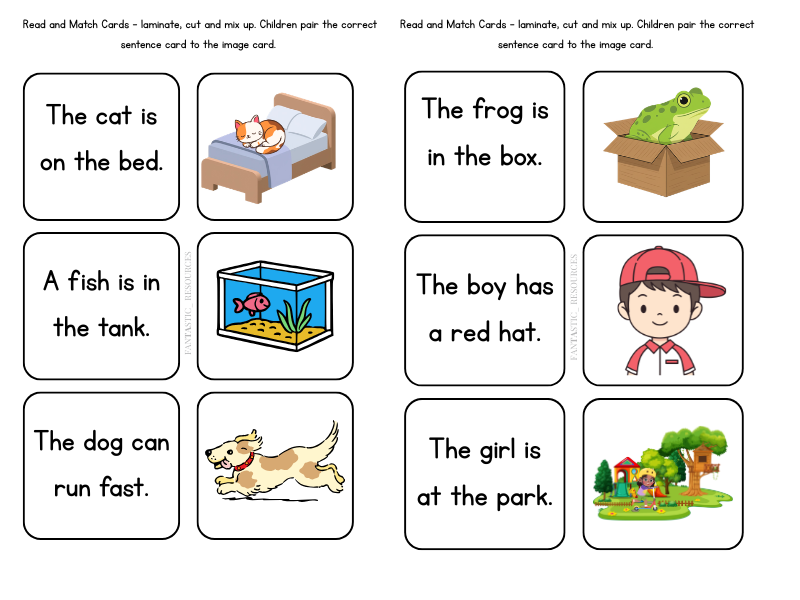 Phase 3 Phonics Read and Match Cards | KS1, KS2, SEND| Sentences & Picture Matching Activity