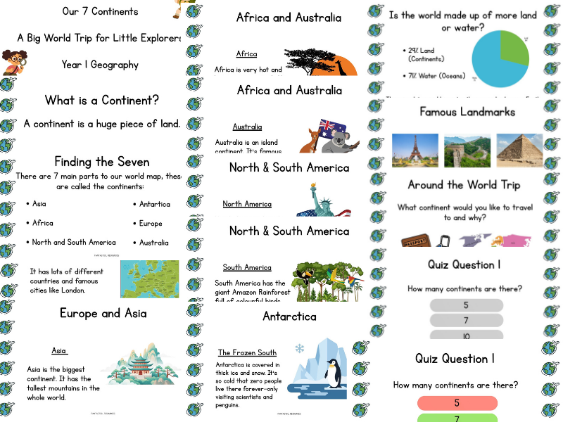 The 7 Continents Lesson – KS1 / Year 1 Geography | Presentation & Worksheets