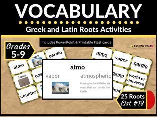 Greek and Latin Roots Vocabulary Activities | List #18 | Prefixes, Suffixes, Word Parts