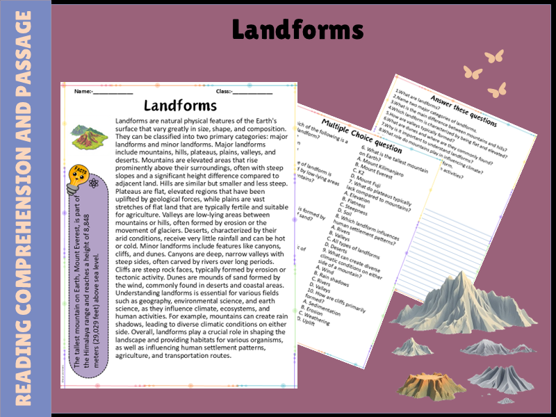 Explore Landforms: Engaging Reading Passage & Thought-Provoking Questions