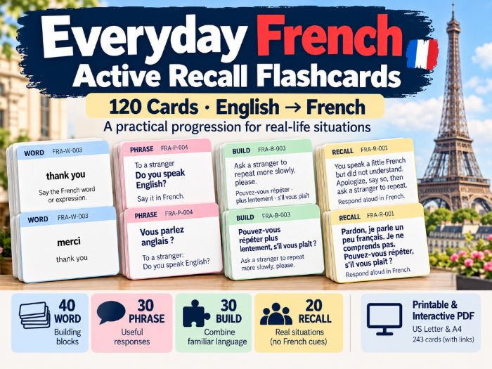 Beginner French Active Recall Flashcards