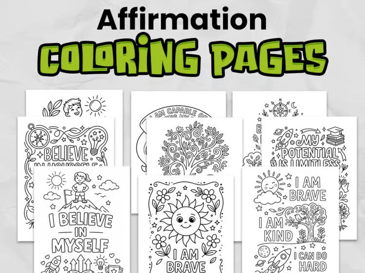 Positive Affirmation Colouring Pages | Growth Mindset & Wellbeing Activity | Primary SEL