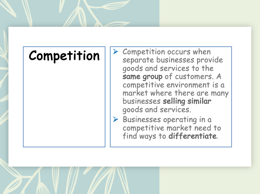 GCSE 9 1 Business The Competitive Environment 1 2 4 Teaching