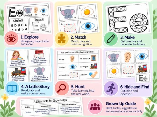 Letter E  | Play-Based Alphabet Learning Pack