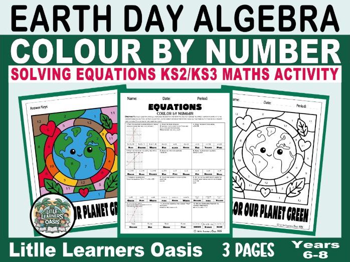 Earth Day Algebra Colour by Number  KS2/KS3