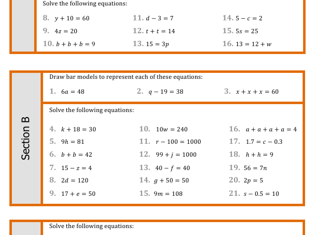 One-step equations - differentiated