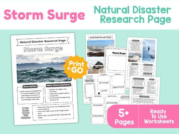 Storm Surge Research Project | Natural Disaster Science Worksheets